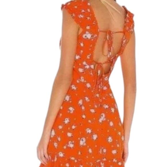Free People Like A Lady Mini Dress in Orange Floral Print Size Medium - Picture 1 of 12